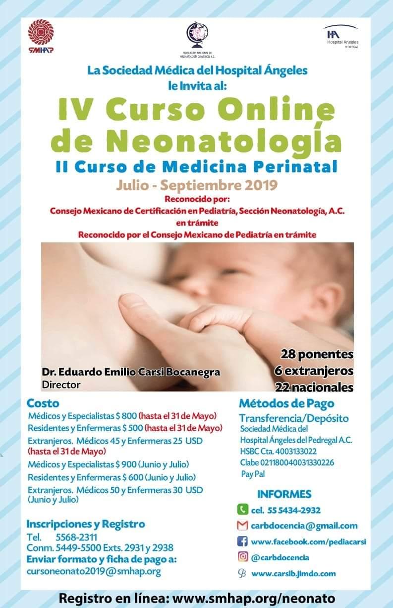 IV Neonatal online Course & II in Perinatal medicine (Spanish almost all)