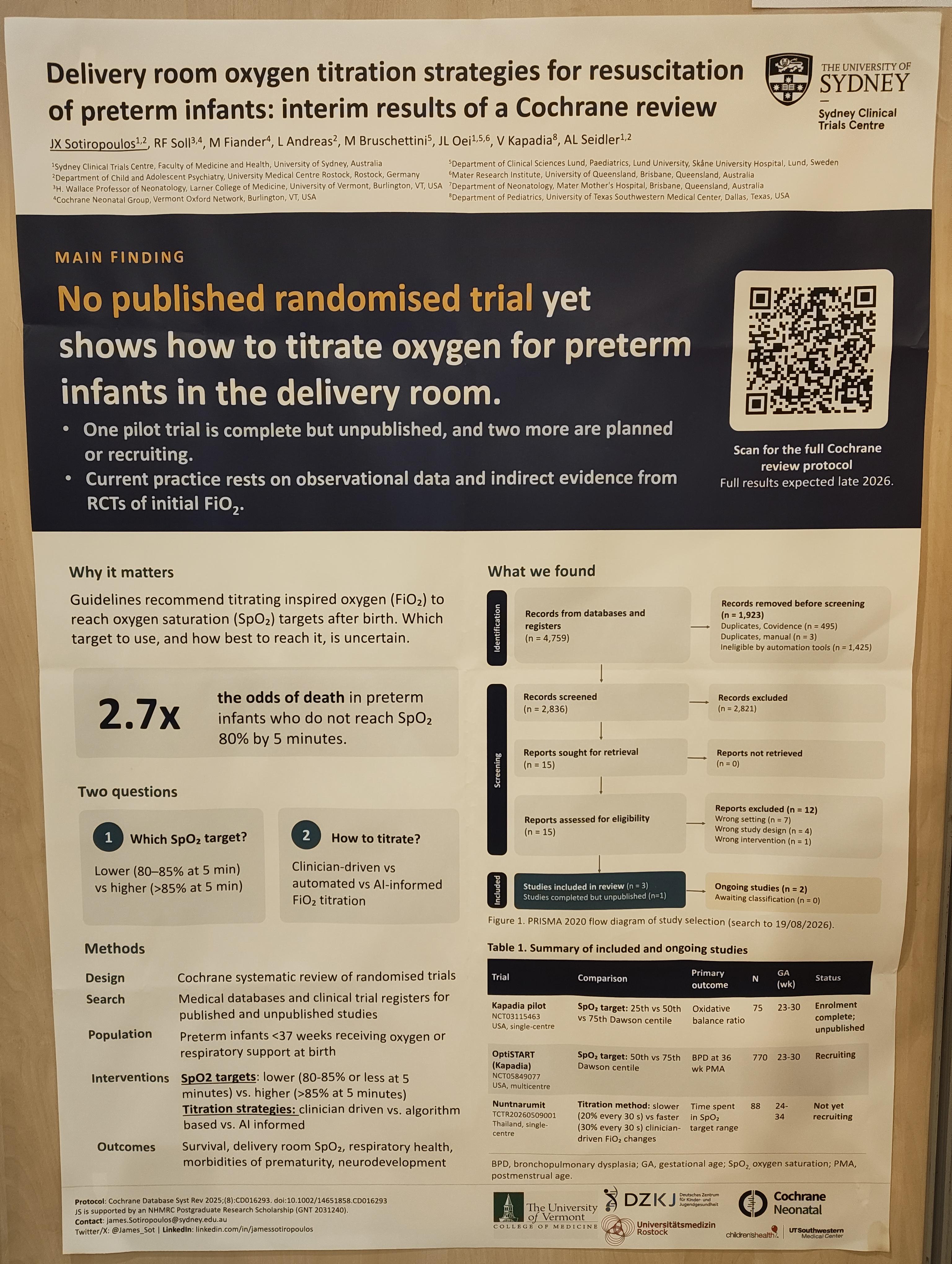 No RCTs on titrating oxygen in the delivery room