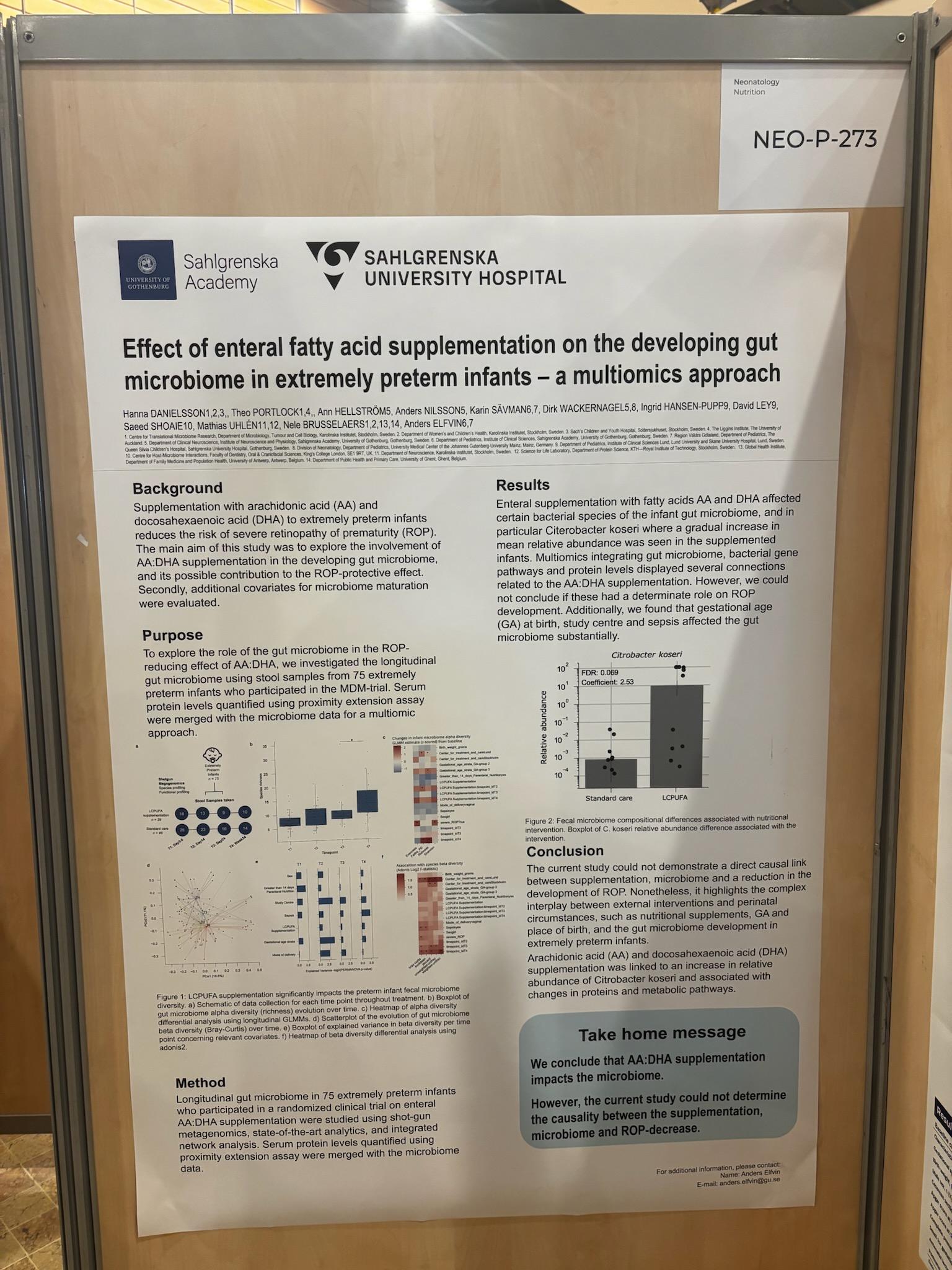Can ARA/DHA supplementation influence the gut microbiome in extremely preterm infants? (Poster)